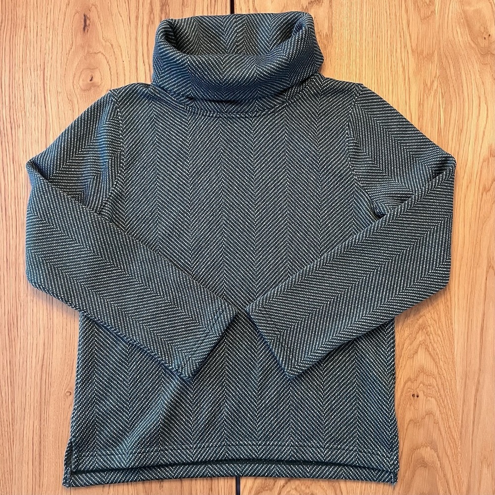 JCrew Funnel Neck Herringbone Sweater Green Women's M Soft Preppy